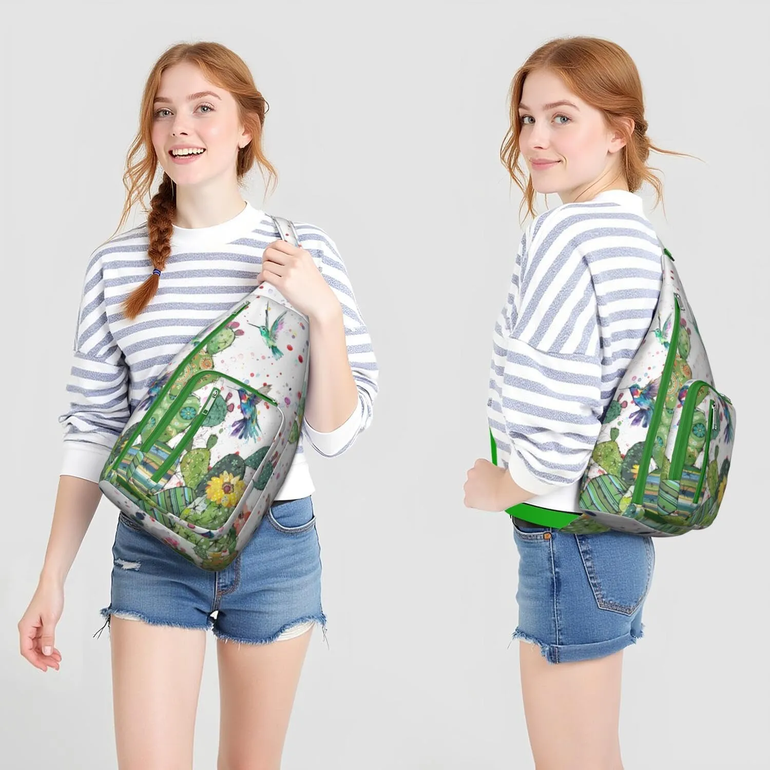Shoulder Sling Crossbody Casual Chest Bag For Travel Sports Running,Backpack for Men & Women Lightweight Sports BagCrossbody Concealed Carry,Cactus Shoulder Bag Waterproof Chest Bag