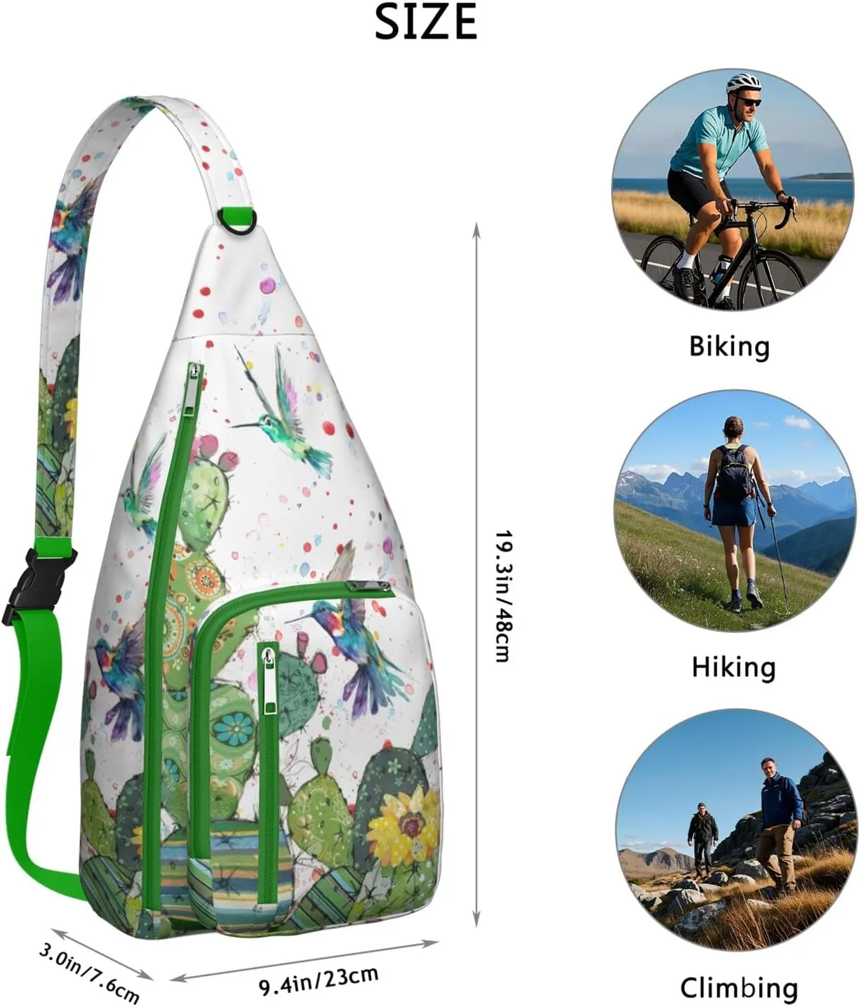 Shoulder Sling Crossbody Casual Chest Bag For Travel Sports Running,Backpack for Men & Women Lightweight Sports BagCrossbody Concealed Carry,Cactus Shoulder Bag Waterproof Chest Bag