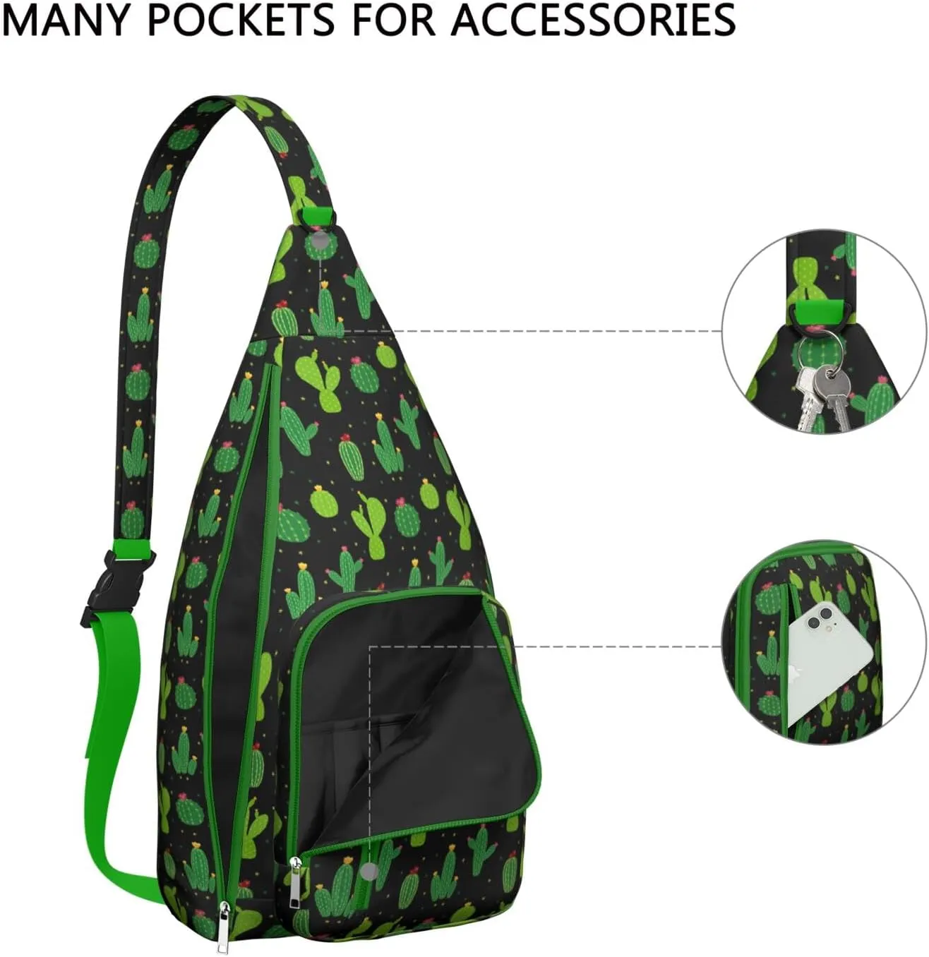 Shoulder Sling Crossbody Casual Chest Bag For Travel Sports Running,Backpack for Men & Women Lightweight Sports BagCrossbody Concealed Carry,Cactus Shoulder Bag Waterproof Chest Bag