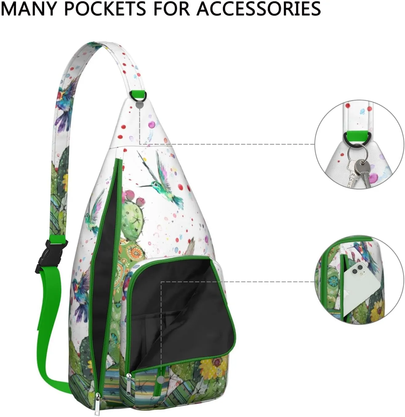 Shoulder Sling Crossbody Casual Chest Bag For Travel Sports Running,Backpack for Men & Women Lightweight Sports BagCrossbody Concealed Carry,Cactus Shoulder Bag Waterproof Chest Bag