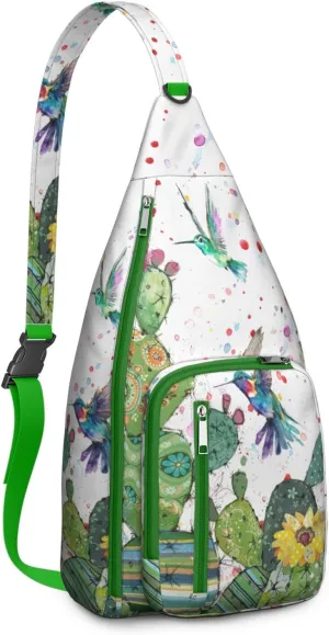 Shoulder Sling Crossbody Casual Chest Bag For Travel Sports Running,Backpack for Men & Women Lightweight Sports BagCrossbody Concealed Carry,Cactus Shoulder Bag Waterproof Chest Bag