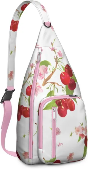 Shoulder Sling Crossbody Casual Chest Bag For Travel Sports Running,Backpack for Men & Women Lightweight Sports BagCrossbody Concealed Carry,Cherry Shoulder Bag Waterproof Chest Bag