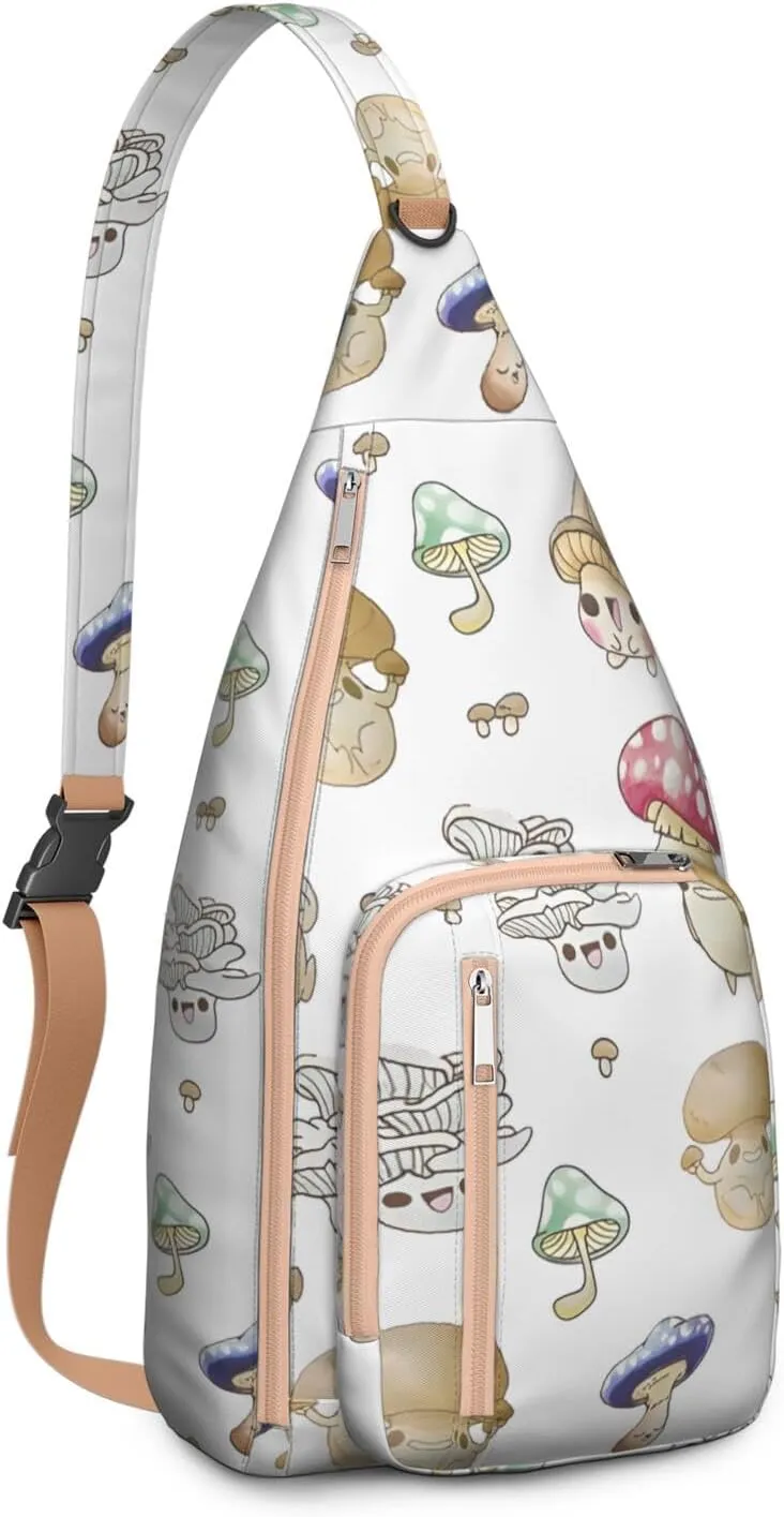 Shoulder Sling Crossbody Casual Chest Bag For Travel Sports Running,Backpack for Men & Women Lightweight Sports BagCrossbody Concealed Carry,Mushroom Shoulder Bag Waterproof Chest Bag