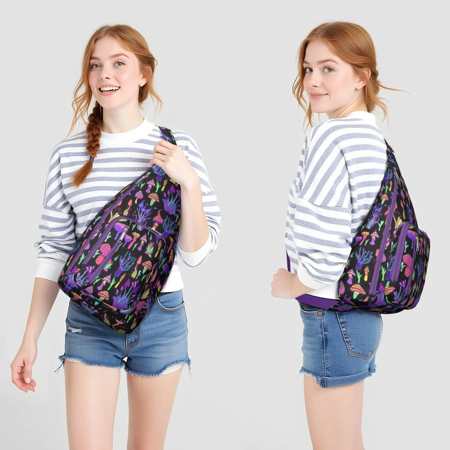 Shoulder Sling Crossbody Casual Chest Bag For Travel Sports Running,Backpack for Men & Women Lightweight Sports BagCrossbody Concealed Carry,Mushroom Shoulder Bag Waterproof Chest Bag