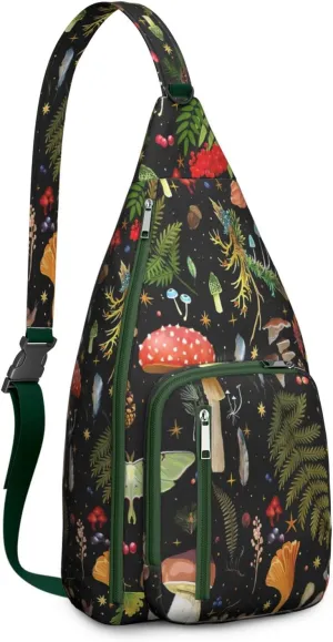 Shoulder Sling Crossbody Casual Chest Bag For Travel Sports Running,Backpack for Men & Women Lightweight Sports BagCrossbody Concealed Carry,Mushroom Shoulder Bag Waterproof Chest Bag