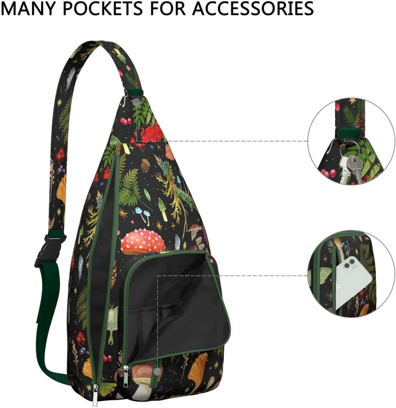 Shoulder Sling Crossbody Casual Chest Bag For Travel Sports Running,Backpack for Men & Women Lightweight Sports BagCrossbody Concealed Carry,Mushroom Shoulder Bag Waterproof Chest Bag