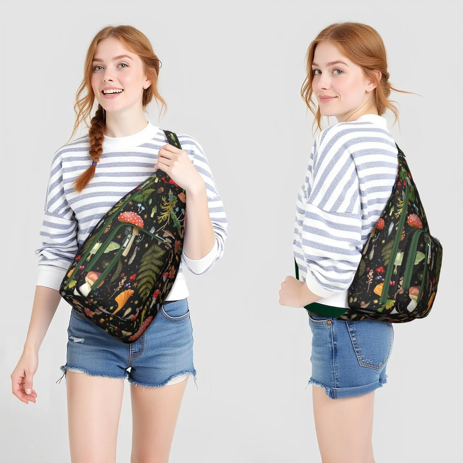 Shoulder Sling Crossbody Casual Chest Bag For Travel Sports Running,Backpack for Men & Women Lightweight Sports BagCrossbody Concealed Carry,Mushroom Shoulder Bag Waterproof Chest Bag