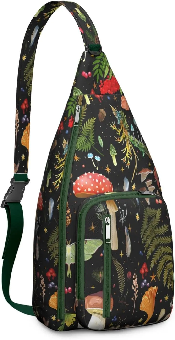 Shoulder Sling Crossbody Casual Chest Bag For Travel Sports Running,Backpack for Men & Women Lightweight Sports BagCrossbody Concealed Carry,Mushroom Shoulder Bag Waterproof Chest Bag