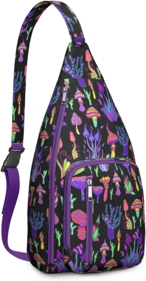 Shoulder Sling Crossbody Casual Chest Bag For Travel Sports Running,Backpack for Men & Women Lightweight Sports BagCrossbody Concealed Carry,Mushroom Shoulder Bag Waterproof Chest Bag