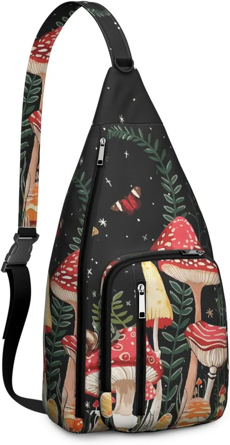 Shoulder Sling Crossbody Casual Chest Bag For Travel Sports Running,Backpack for Men & Women Lightweight Sports BagCrossbody Concealed Carry,Mushroom Shoulder Bag Waterproof Chest Bag
