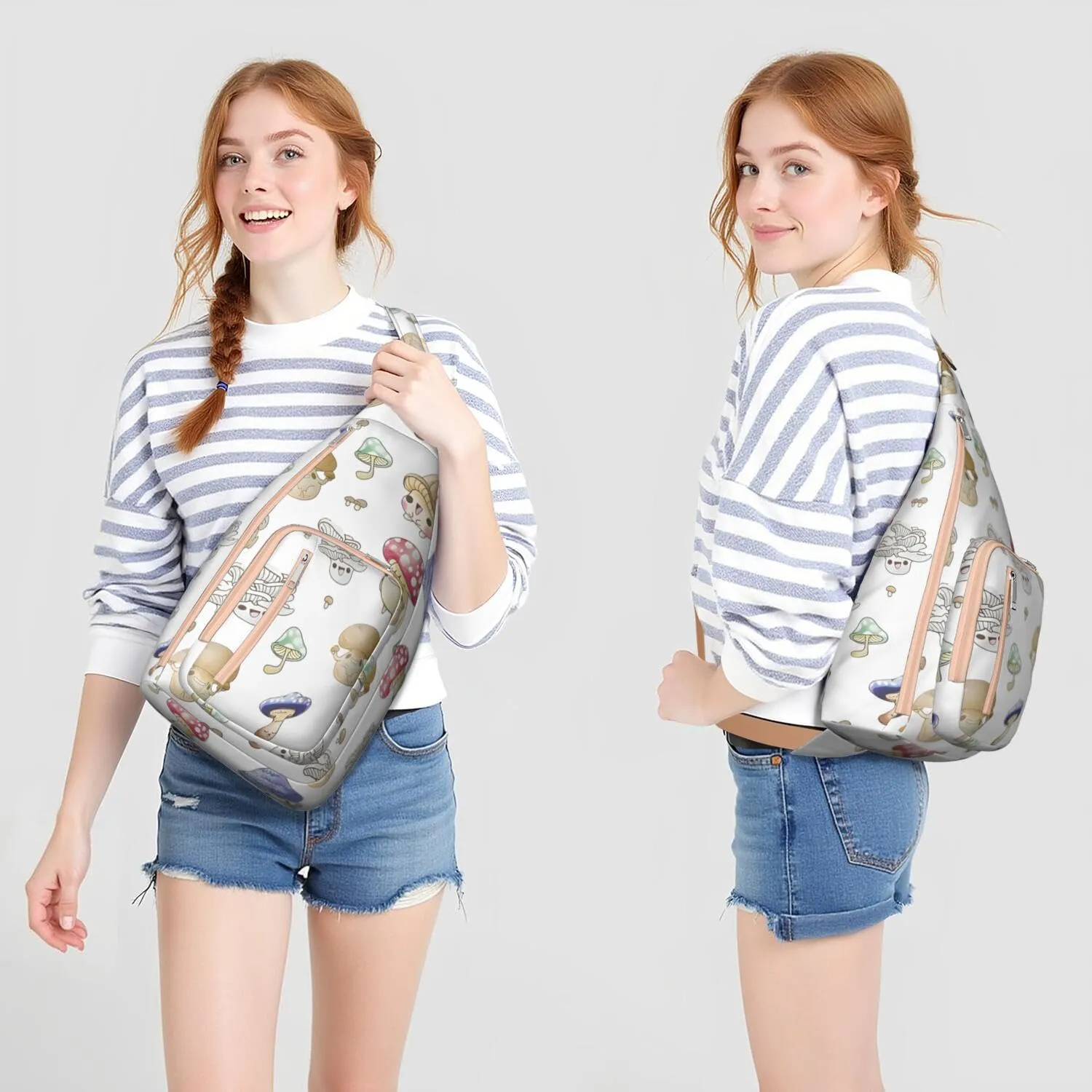 Shoulder Sling Crossbody Casual Chest Bag For Travel Sports Running,Backpack for Men & Women Lightweight Sports BagCrossbody Concealed Carry,Mushroom Shoulder Bag Waterproof Chest Bag