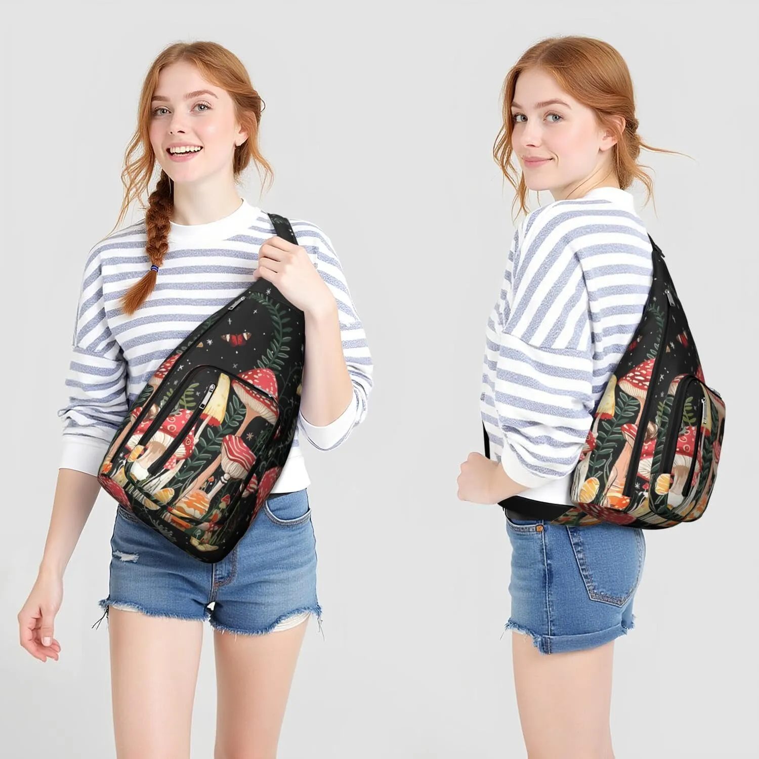 Shoulder Sling Crossbody Casual Chest Bag For Travel Sports Running,Backpack for Men & Women Lightweight Sports BagCrossbody Concealed Carry,Mushroom Shoulder Bag Waterproof Chest Bag