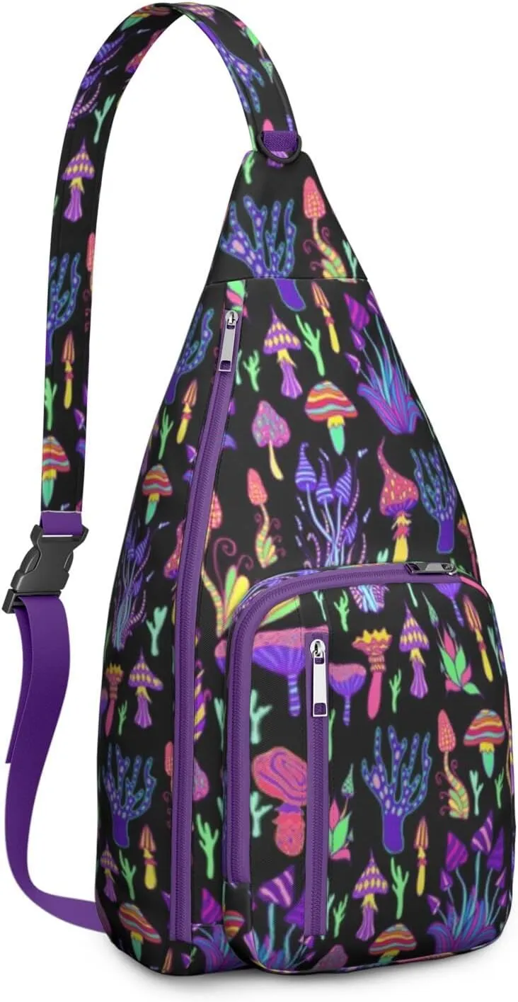 Shoulder Sling Crossbody Casual Chest Bag For Travel Sports Running,Backpack for Men & Women Lightweight Sports BagCrossbody Concealed Carry,Mushroom Shoulder Bag Waterproof Chest Bag