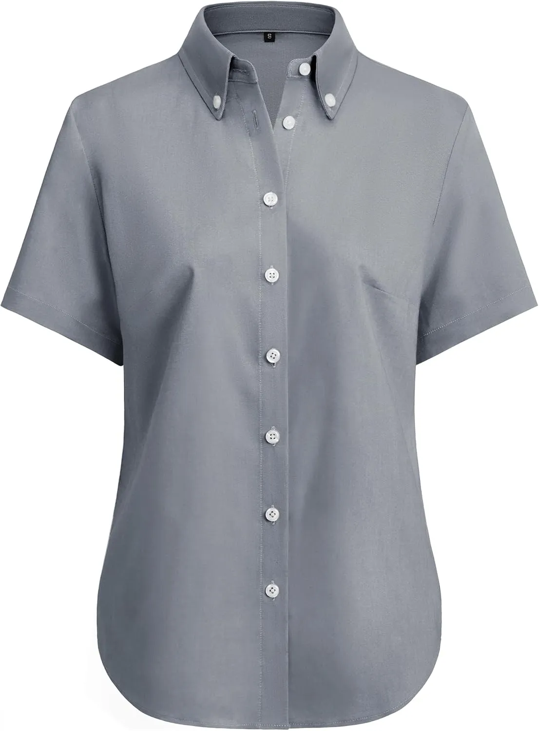 siliteelon Button Down Shirts Women Oxford Shirts Short Sleeve Cotton Wrinkle Free Dress Shirts Work Office Blouse