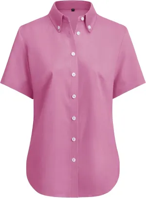 siliteelon Button Down Shirts Women Oxford Shirts Short Sleeve Cotton Wrinkle Free Dress Shirts Work Office Blouse