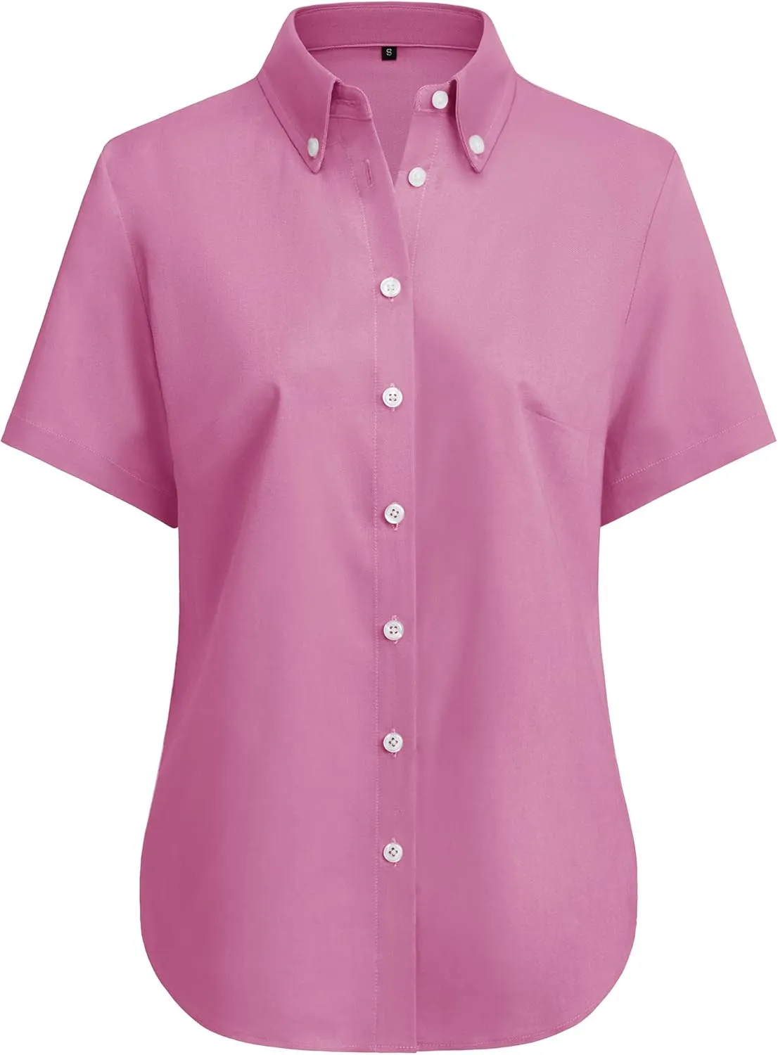 siliteelon Button Down Shirts Women Oxford Shirts Short Sleeve Cotton Wrinkle Free Dress Shirts Work Office Blouse