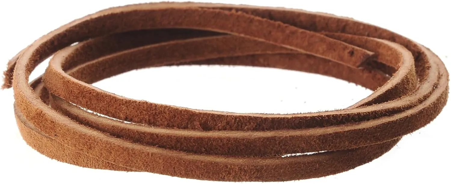 Silver Creek Leather Co Realeather SOS25-2002 Suede Leather Lace for Crafts and Jewelry Making, 0.125" x 25', Medium Brown, 1-Spool