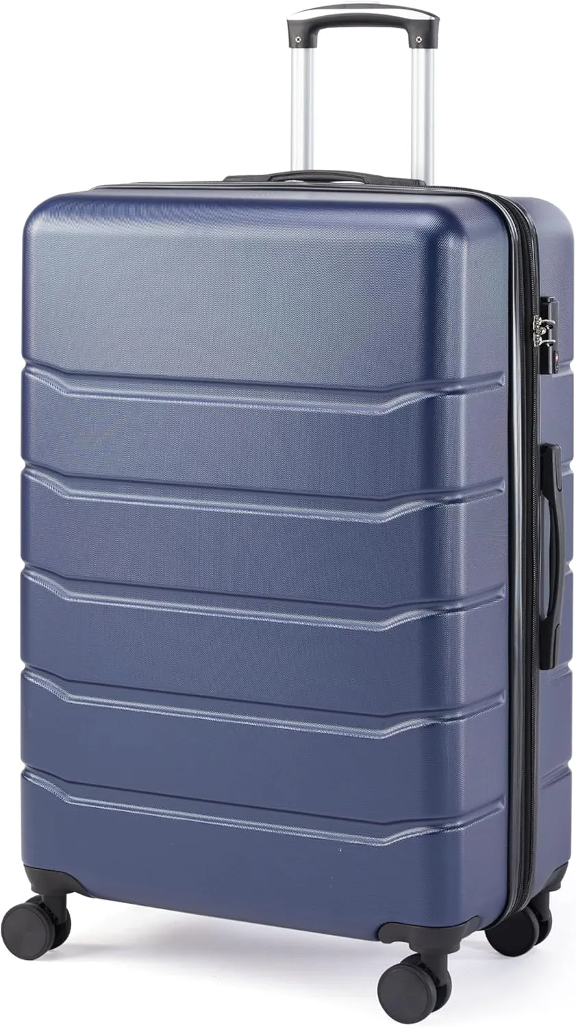 Simple Deluxe 28 Inch Hardside Carry On Luggage, Suitcase with Double Spinner Wheels & TSA Lock, Hard Shell, Expandable Rolling Lightweight, Blue