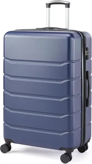 Simple Deluxe 28 Inch Hardside Carry On Luggage, Suitcase with Double Spinner Wheels & TSA Lock, Hard Shell, Expandable Rolling Lightweight, Blue