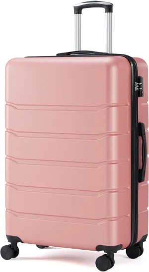 Simple Deluxe 28 Inch Hardside Carry On Luggage, Suitcase with Double Spinner Wheels & TSA Lock, Hard Shell, Expandable Rolling Lightweight, Pink