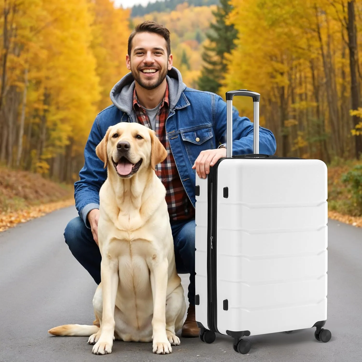 Simple Deluxe 28 Inch Hardside Carry On Luggage, Suitcase with Double Spinner Wheels & TSA Lock, Hard Shell, Expandable Rolling Lightweight, White
