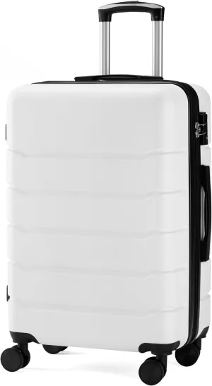 Simple Deluxe 28 Inch Hardside Carry On Luggage, Suitcase with Double Spinner Wheels & TSA Lock, Hard Shell, Expandable Rolling Lightweight, White