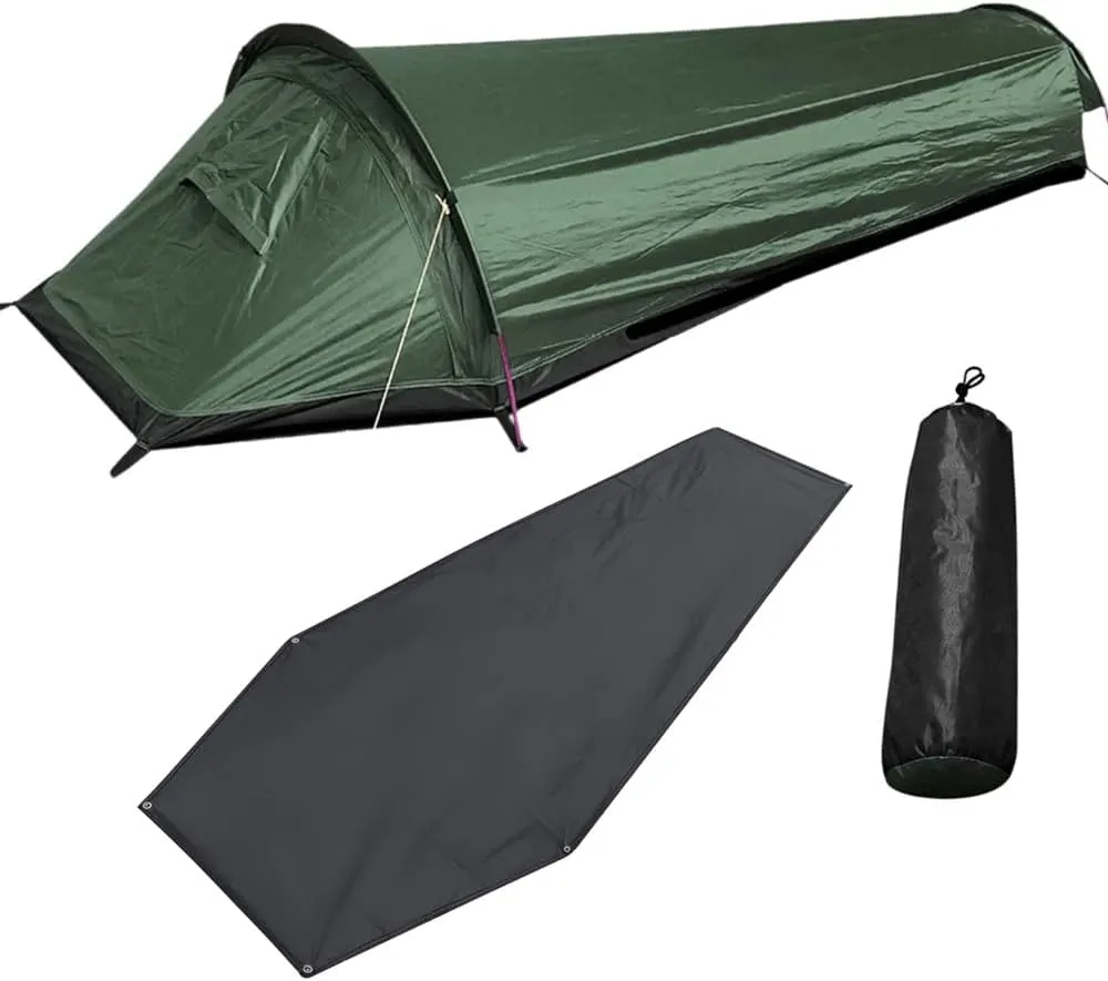 Single Person Backpacking Tent Hiking Bivy Tent Lightweight Sleeping Bag Tent with Ground Cloth