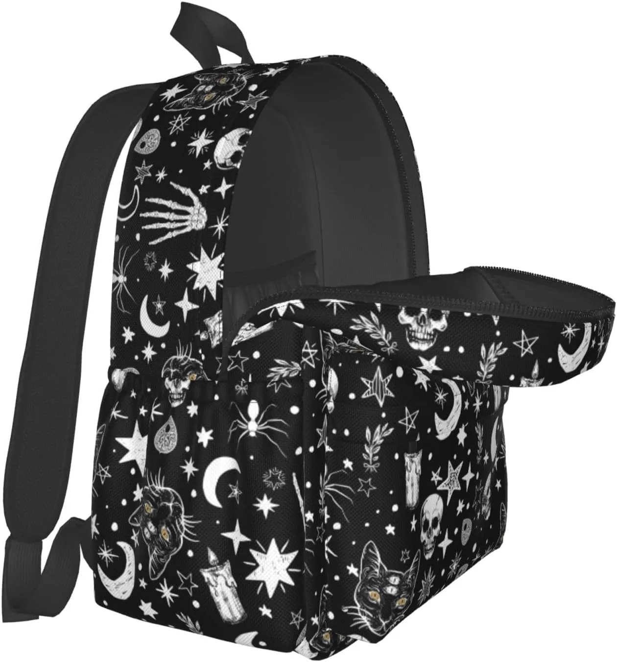 Skeleton Cat Pattern Waterproof Backpack Adjustable Shoulder Straps Bag Large Capacity Casual Daypack Bookbag For Travel Work