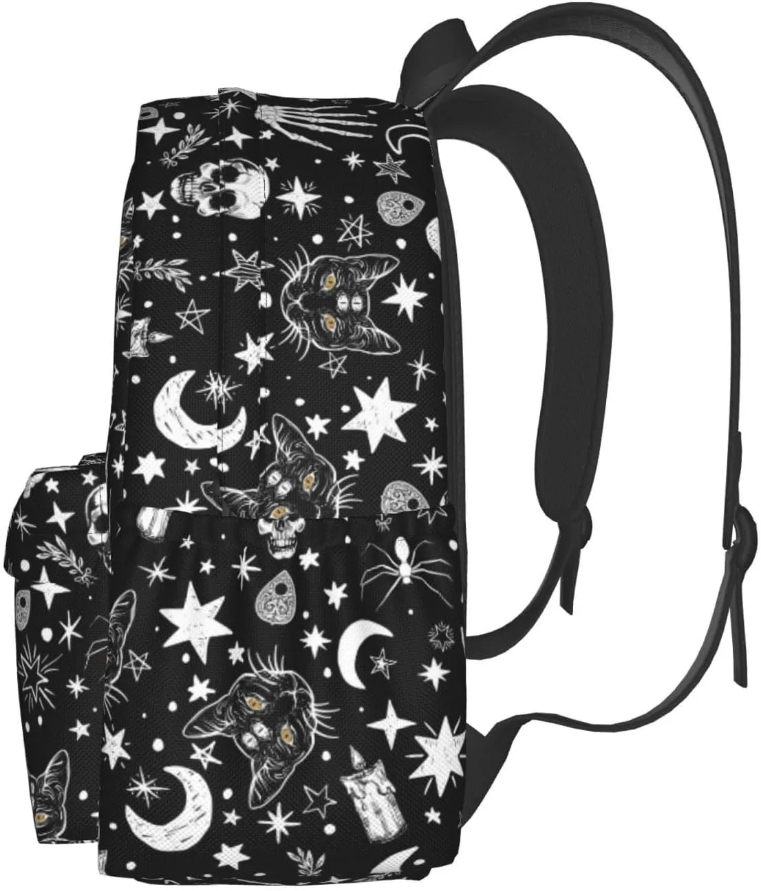 Skeleton Cat Pattern Waterproof Backpack Adjustable Shoulder Straps Bag Large Capacity Casual Daypack Bookbag For Travel Work