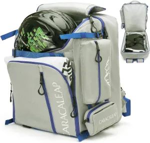 Ski Boots Bag Backpack 61L, Fully Padded Ski Snowboard Gear Bag Travel Backpack for Ski Helmet Goggles Gloves Snowboard, Ski Backpack Water-Resistant Snow Skiing Boots Helmet Travel Bag Durable