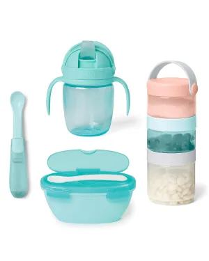 Skip Hop Baby Easy-Pack Feeding Travel Essentials 6 Piece Set Soft Teal 6m 