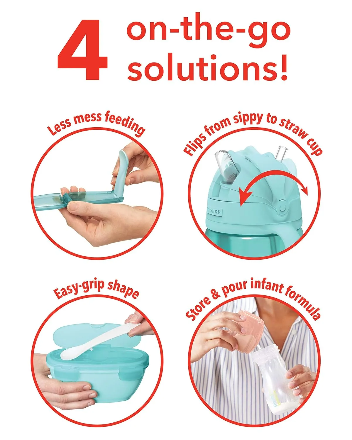 Skip Hop Baby Easy-Pack Feeding Travel Essentials 6 Piece Set Soft Teal 6m 
