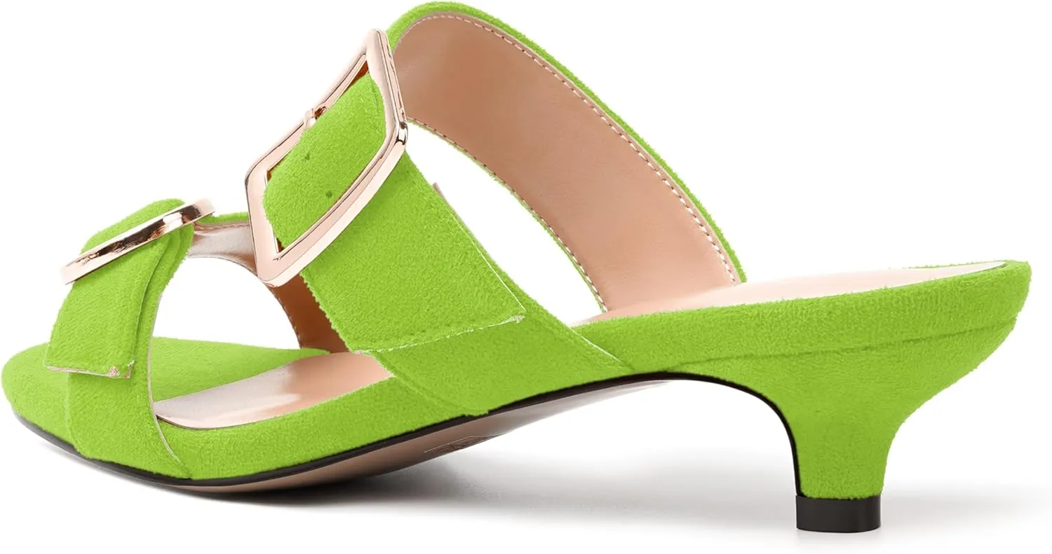 SKYSTERRY Womens Open Toe Evening Buckle Suede Casual Kitten Low Heel Heeled Sandals 1.5 Inch