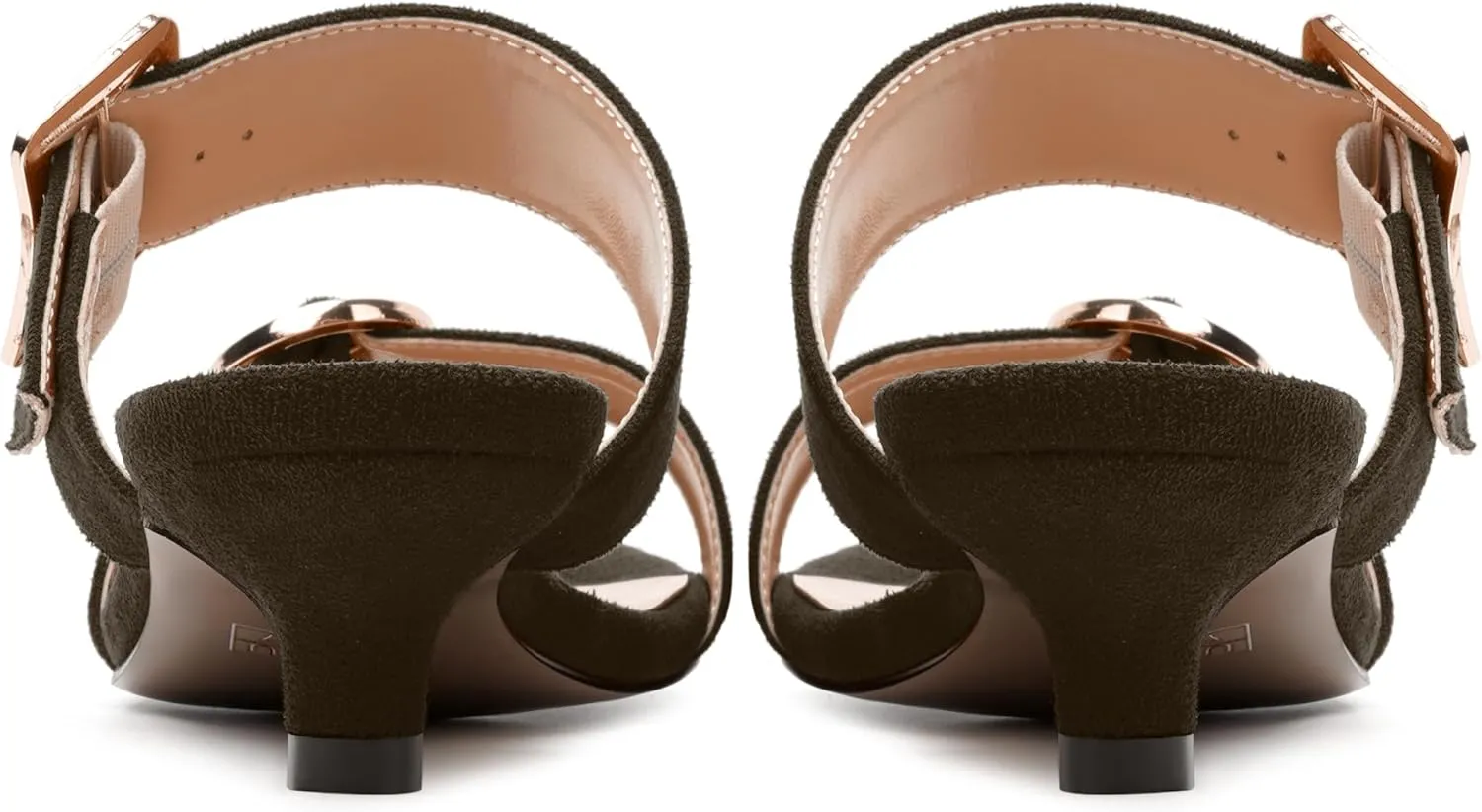 SKYSTERRY Womens Open Toe Evening Buckle Suede Casual Kitten Low Heel Heeled Sandals 1.5 Inch