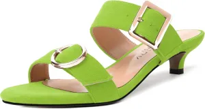 SKYSTERRY Womens Open Toe Evening Buckle Suede Casual Kitten Low Heel Heeled Sandals 1.5 Inch