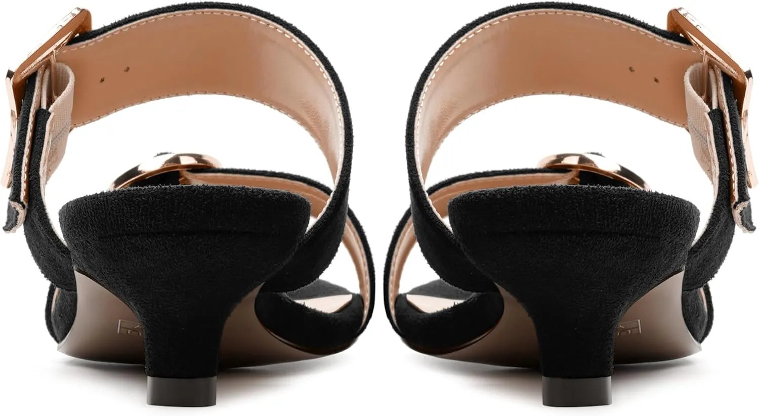 SKYSTERRY Womens Open Toe Evening Buckle Suede Casual Kitten Low Heel Heeled Sandals 1.5 Inch