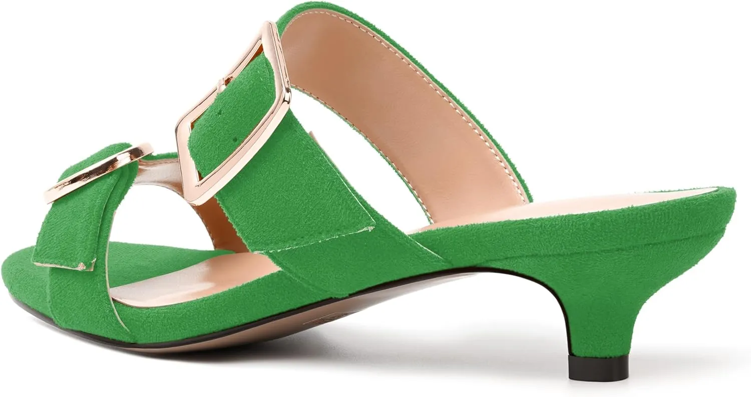 SKYSTERRY Womens Open Toe Evening Buckle Suede Casual Kitten Low Heel Heeled Sandals 1.5 Inch