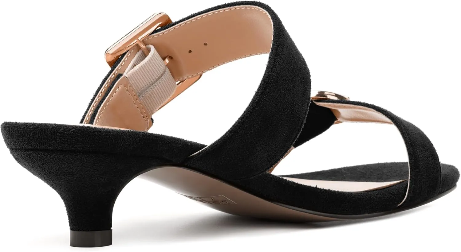 SKYSTERRY Womens Open Toe Evening Buckle Suede Casual Kitten Low Heel Heeled Sandals 1.5 Inch