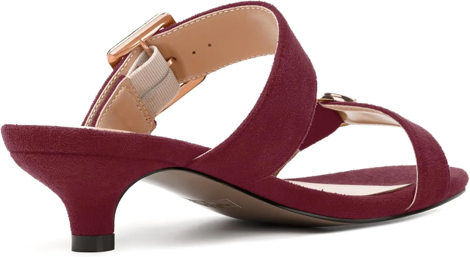 SKYSTERRY Womens Open Toe Evening Buckle Suede Casual Kitten Low Heel Heeled Sandals 1.5 Inch