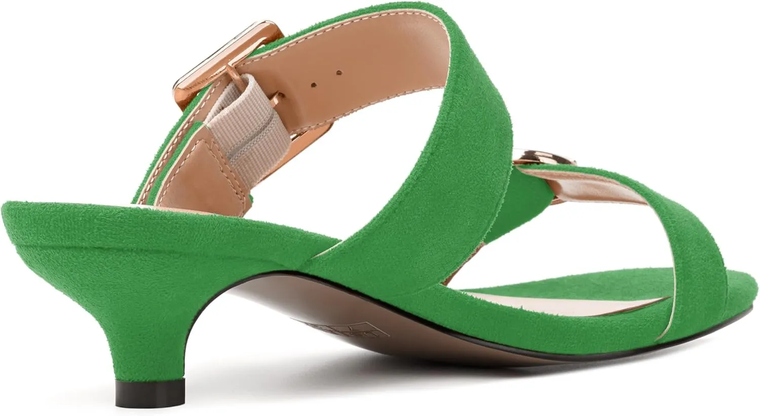 SKYSTERRY Womens Open Toe Evening Buckle Suede Casual Kitten Low Heel Heeled Sandals 1.5 Inch