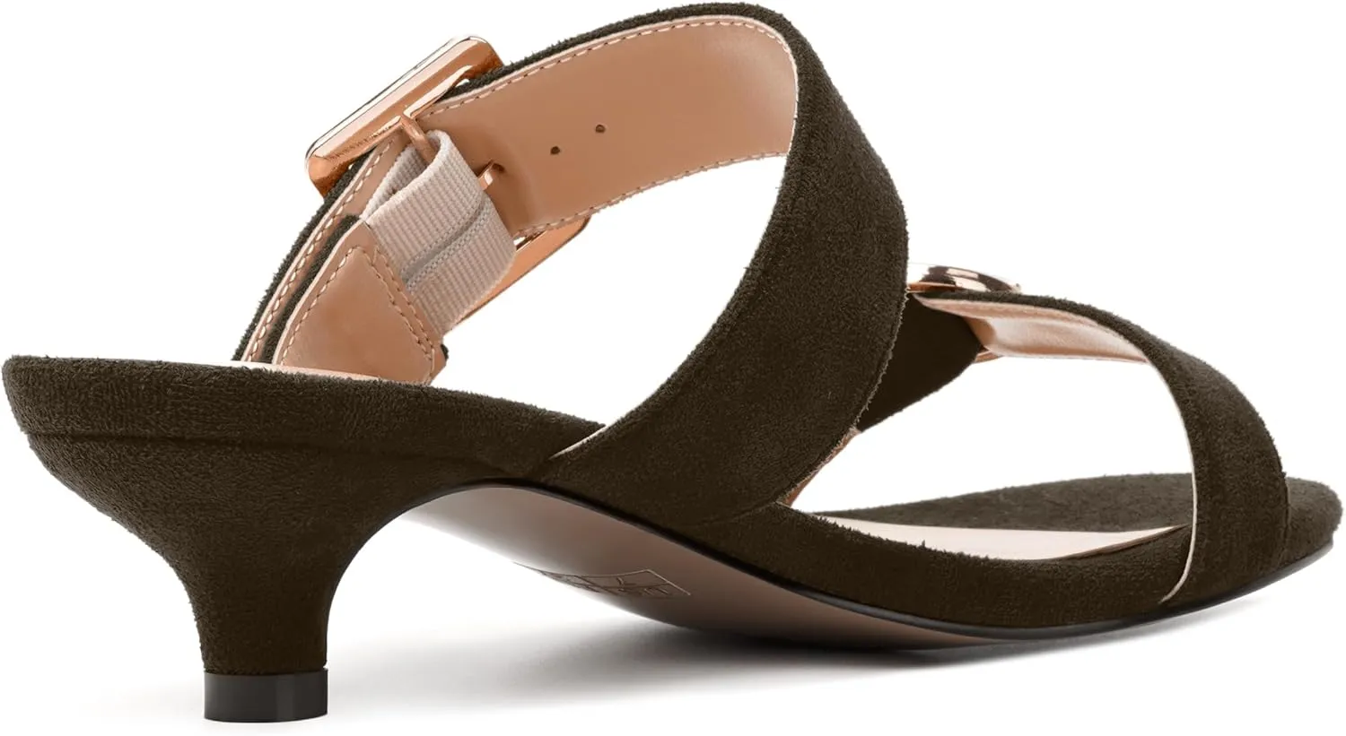 SKYSTERRY Womens Open Toe Evening Buckle Suede Casual Kitten Low Heel Heeled Sandals 1.5 Inch