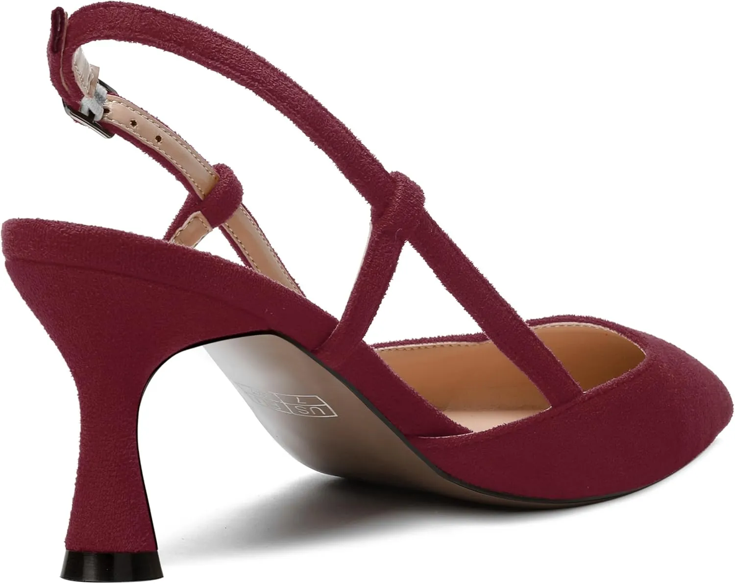 SKYSTERRY Womens Suede Evening Casual Pointed Toe Buckle Slingback Spool Mid Heel Pumps Shoes 2.5 Inch