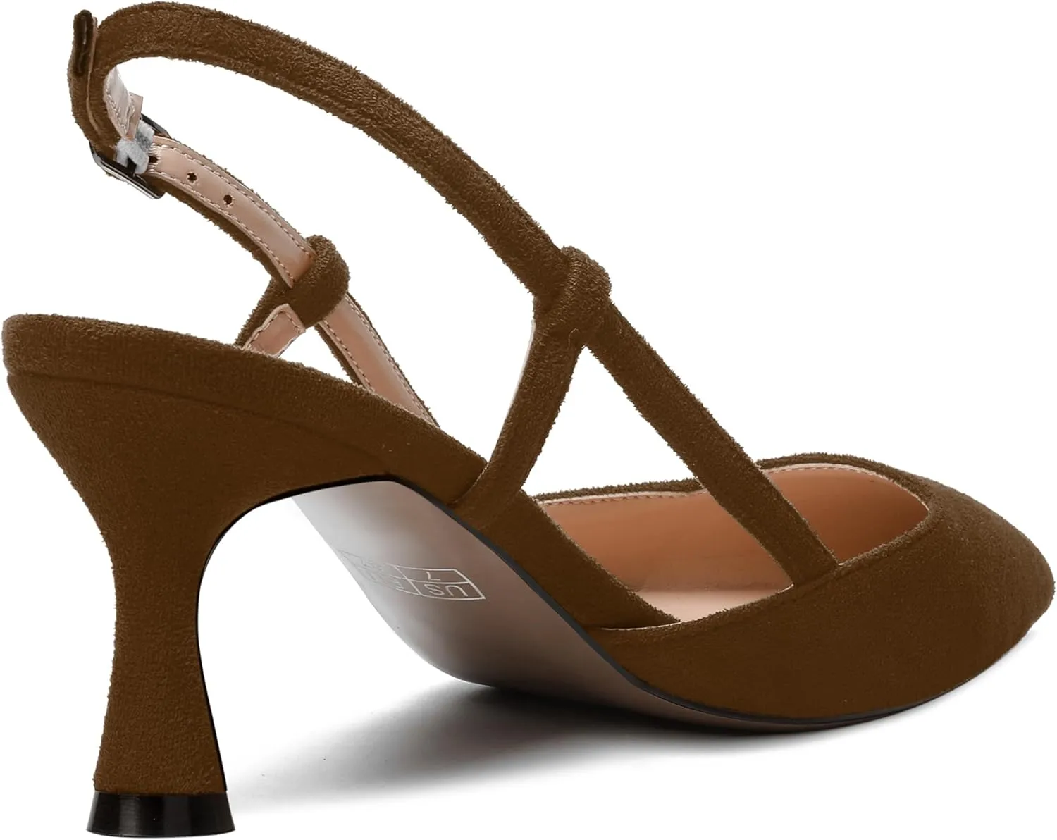 SKYSTERRY Womens Suede Evening Casual Pointed Toe Buckle Slingback Spool Mid Heel Pumps Shoes 2.5 Inch