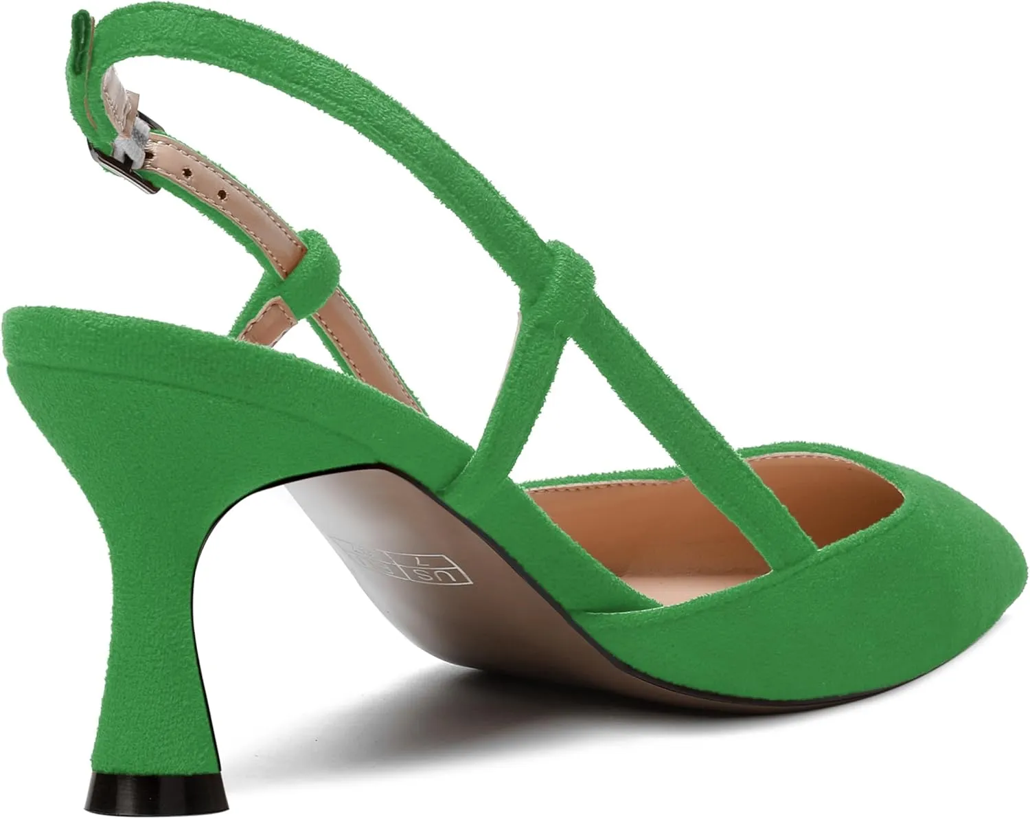SKYSTERRY Womens Suede Evening Casual Pointed Toe Buckle Slingback Spool Mid Heel Pumps Shoes 2.5 Inch
