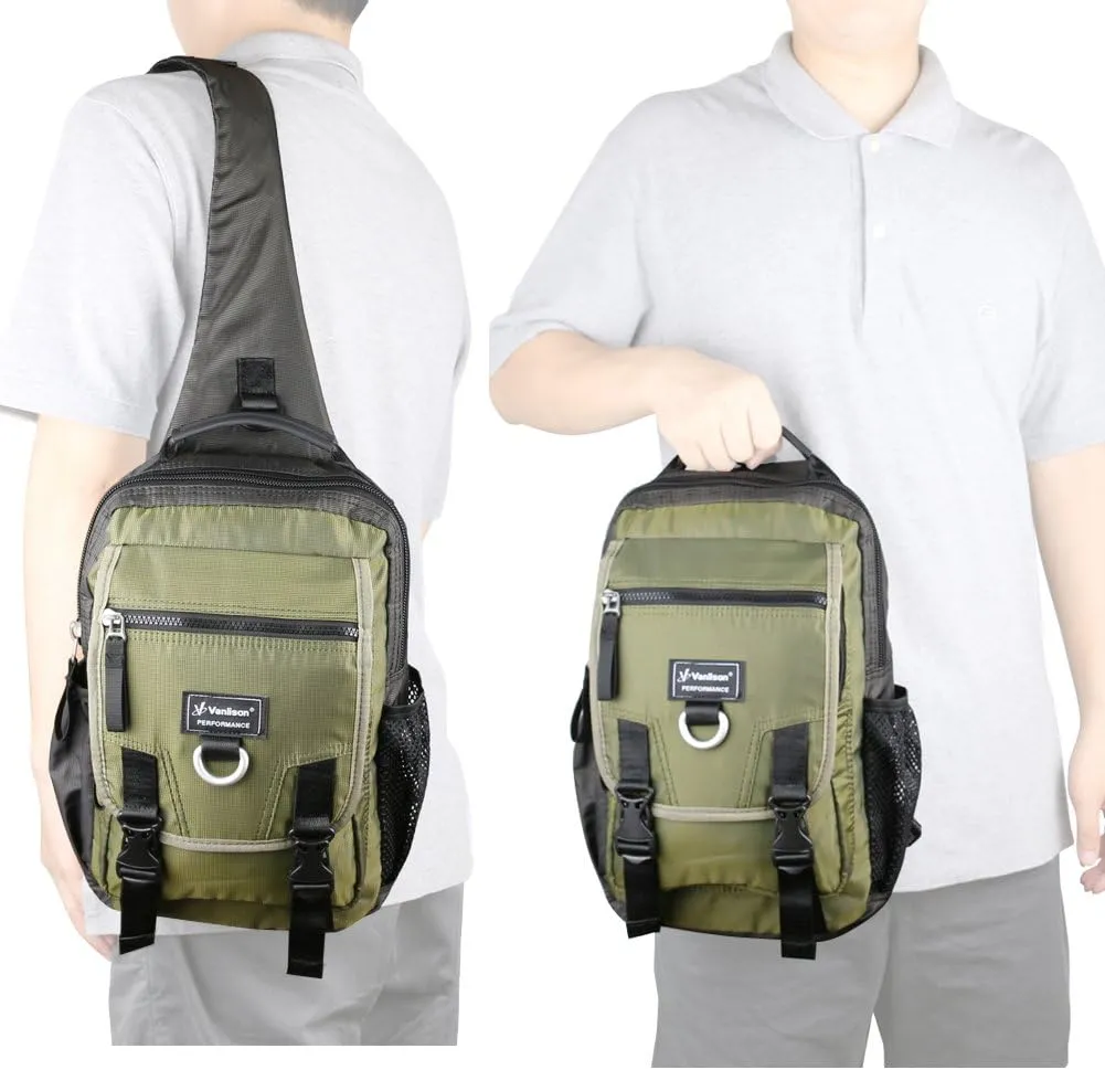 Sling Bag Backpack Cross Body Messenger Bag Shoulder Backpack Travel Rucksack Army Green