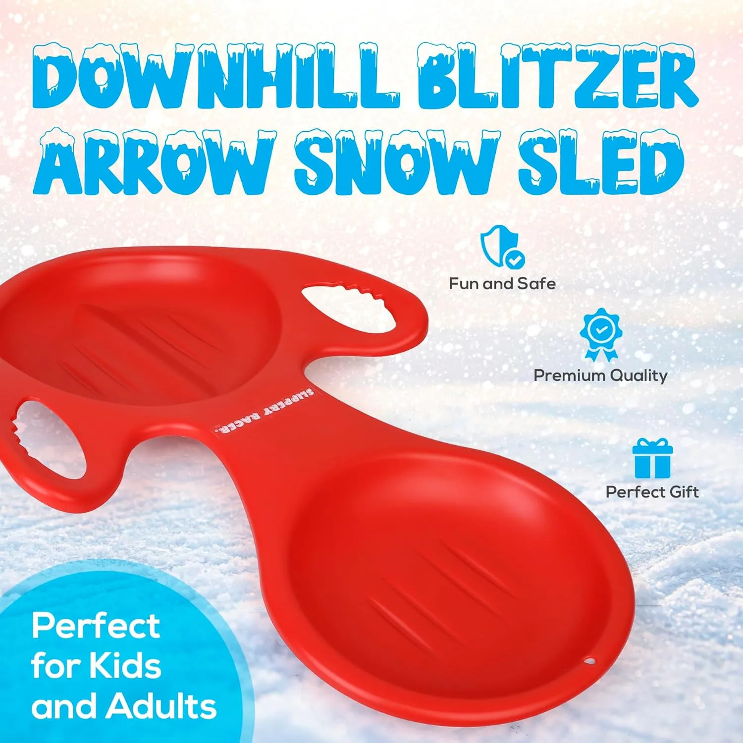 Slippery Racer Downhill Blitzer Arrow Snow Sled.