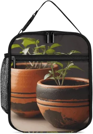 Small Clay Pot Reusable Lunch Bag Insulated Leakproof Lunch Box Lunch Tote Bag for Women Men Office Picnic Travel, 27.5X20cm, style, OAMKM551685