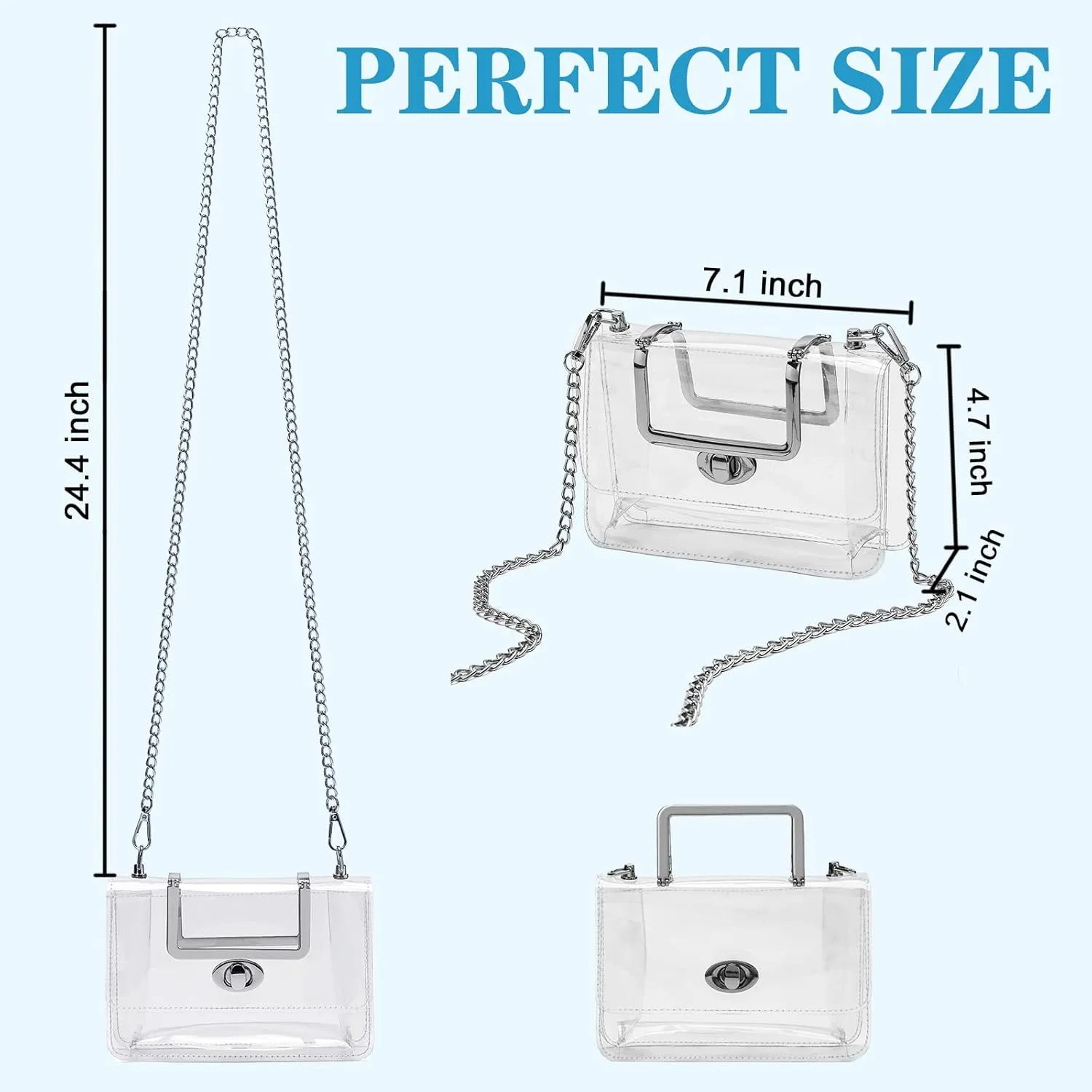 Small Clear Purse Stadium Approved for Women,Cute Clear Crossbody Bag for Sports Event,Concert,Gameday