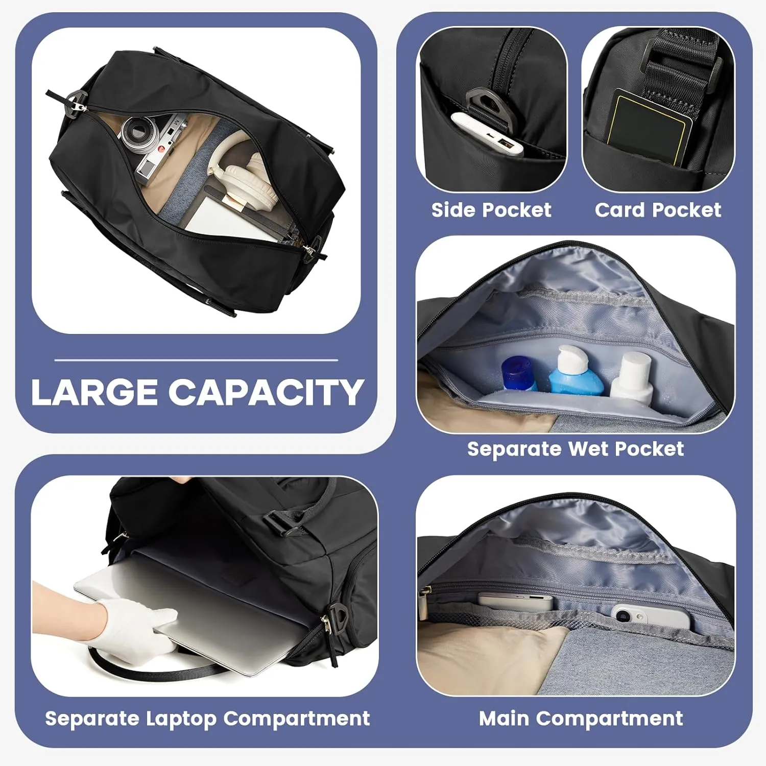 Small Gym Bag for Women, Travel Duffle Bag with Shoe Compartment, Carry on Weekender Bags Waterproof Overnight Bags Bolso de Viaje