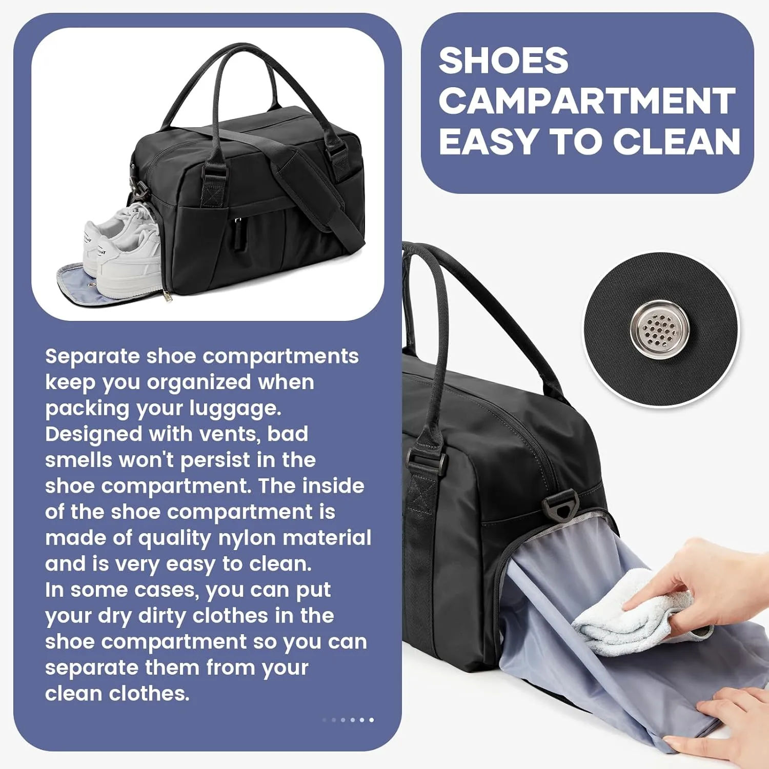 Small Gym Bag for Women, Travel Duffle Bag with Shoe Compartment, Carry on Weekender Bags Waterproof Overnight Bags Bolso de Viaje